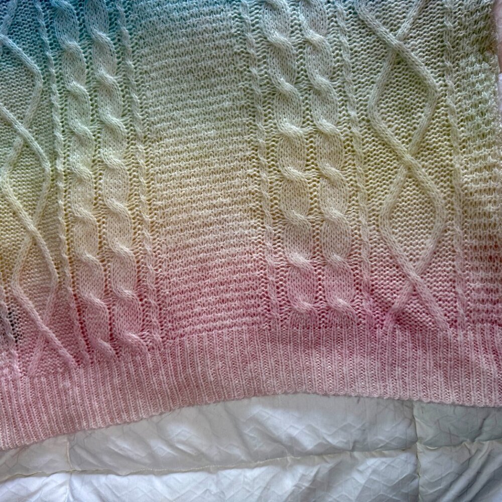 UNIF Cake Sweater Pullover Pastel Rainbow Twee Ombré Cable Knit Soft Size Medium - Picture 11 of 14